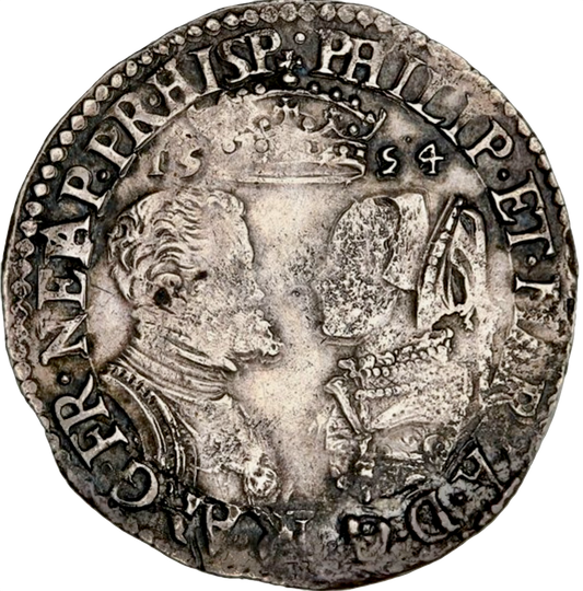 1554 - 1558 Philip and Mary Silver Shilling S.2500 VF or near so