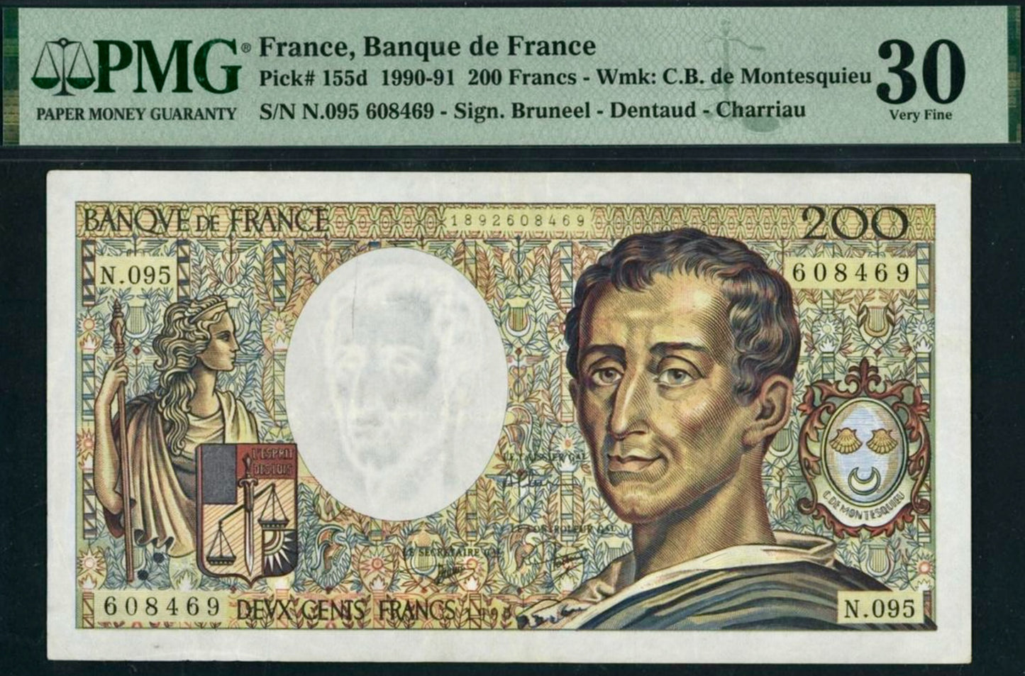 FRANCE P.155d 1990 200Fr Bruneel, Dentaud, Charriau VF 30
