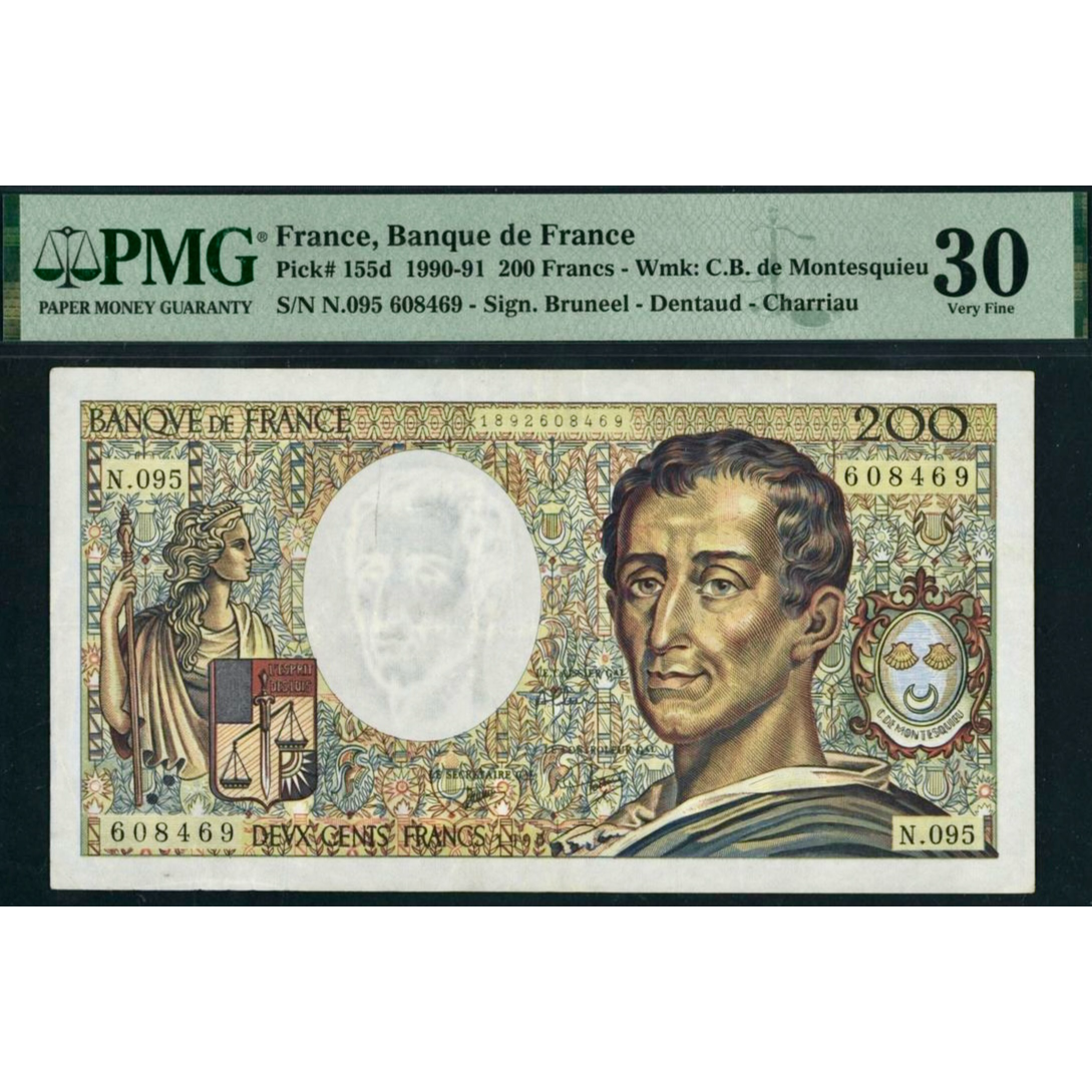 FRANCE P.155d 1990 200Fr Bruneel, Dentaud, Charriau VF 30