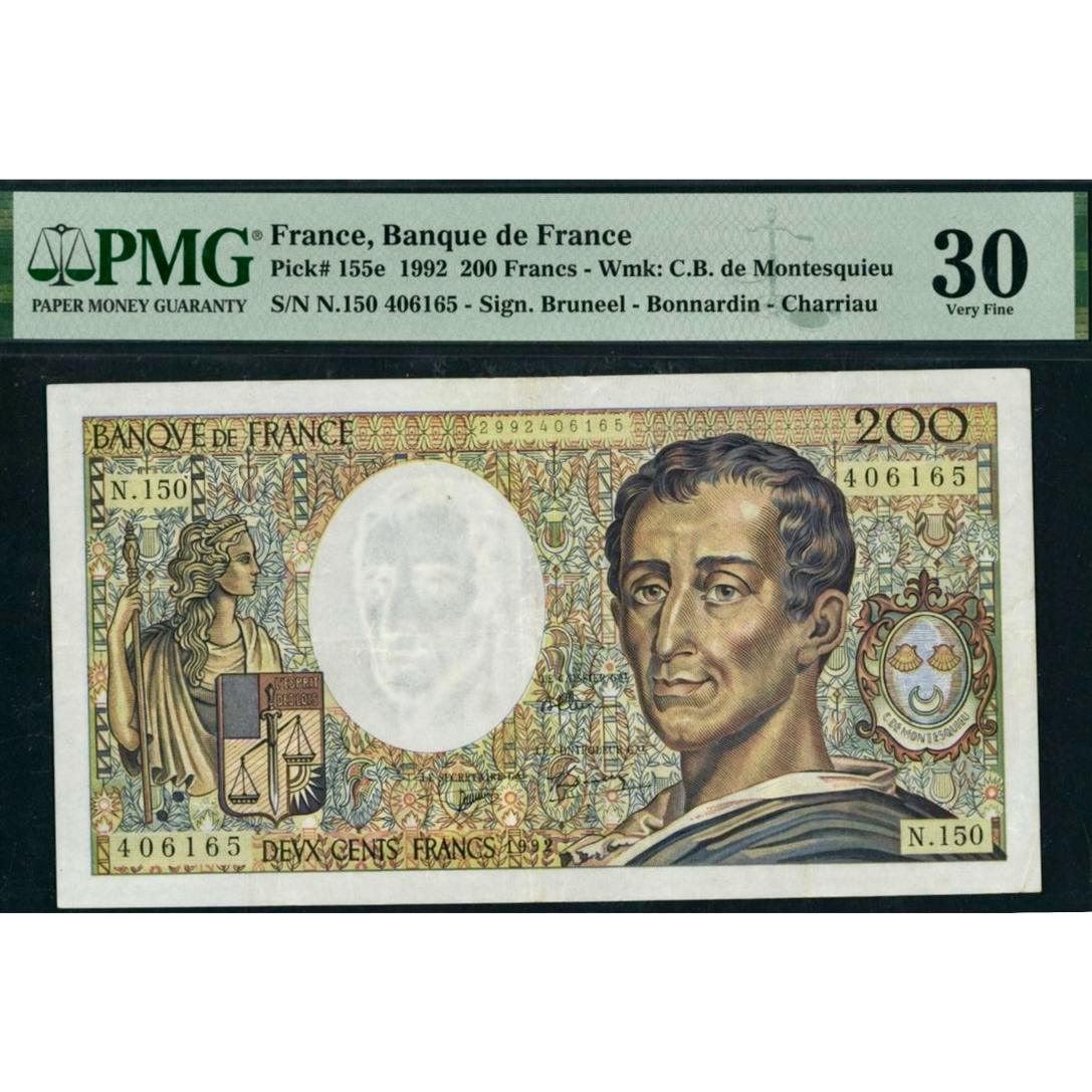 FRANCE P.155d 1990 200Fr Bruneel, Bonnardin, Charriau VF 30