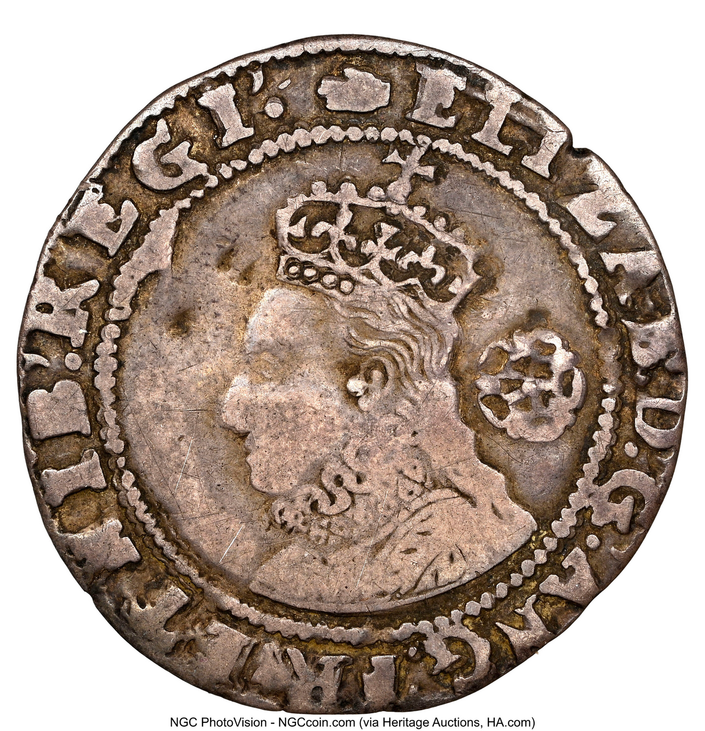 1590 ELIZABETH I Sixpence S2578B F