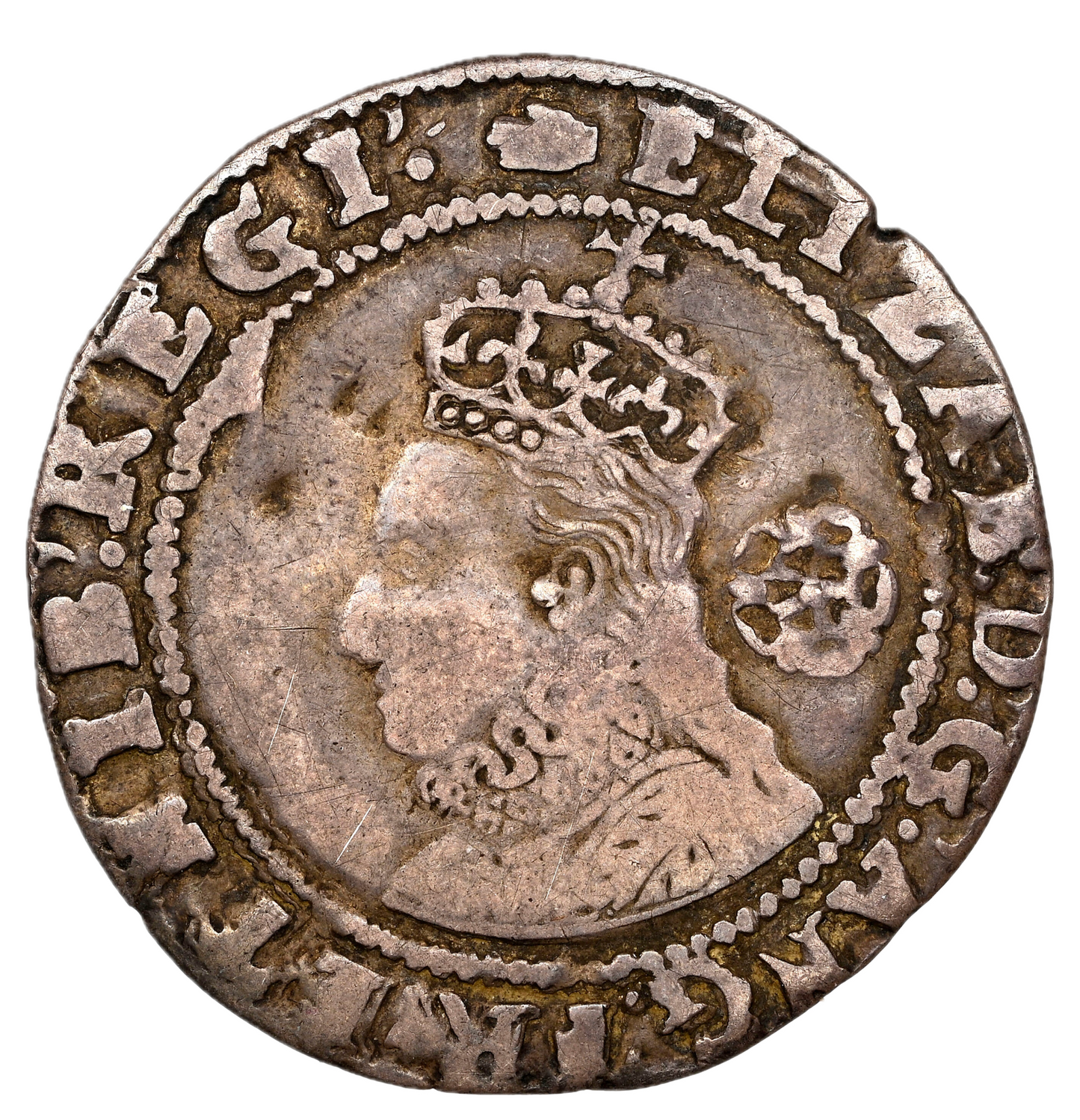 1590 ELIZABETH I Sixpence S2578B F