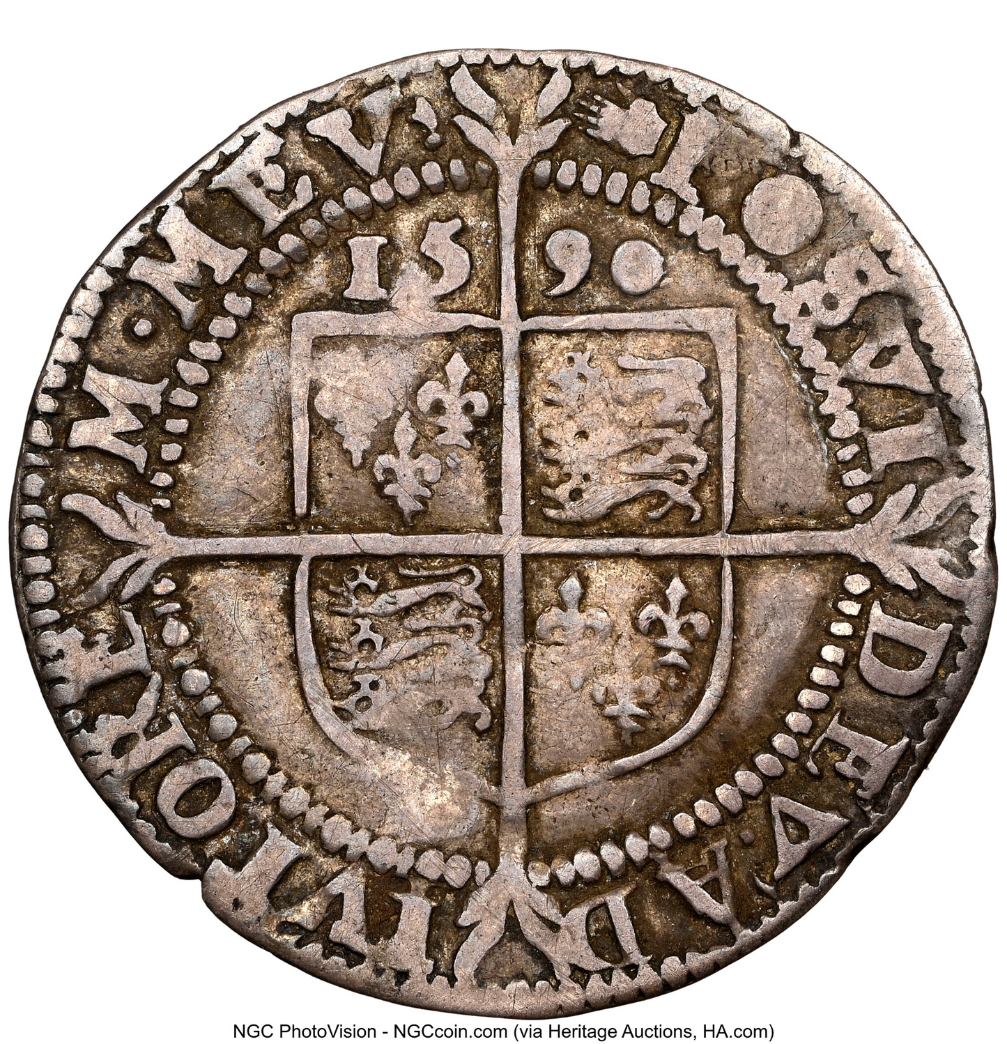 1590 ELIZABETH I Sixpence S2578B F