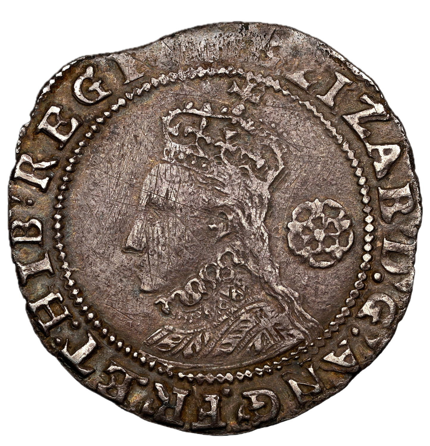 1596 ELIZABETH I Sixpence S2578B EF