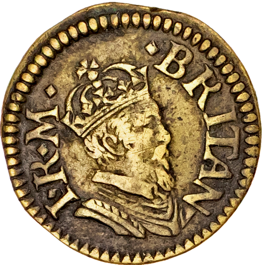 1604 James I brass coin weight for a 11 shilling Double Crown by N Briot