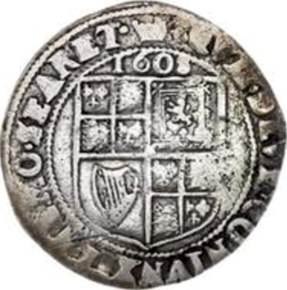 1608 JAMES I Sixpence S.2658 AVF