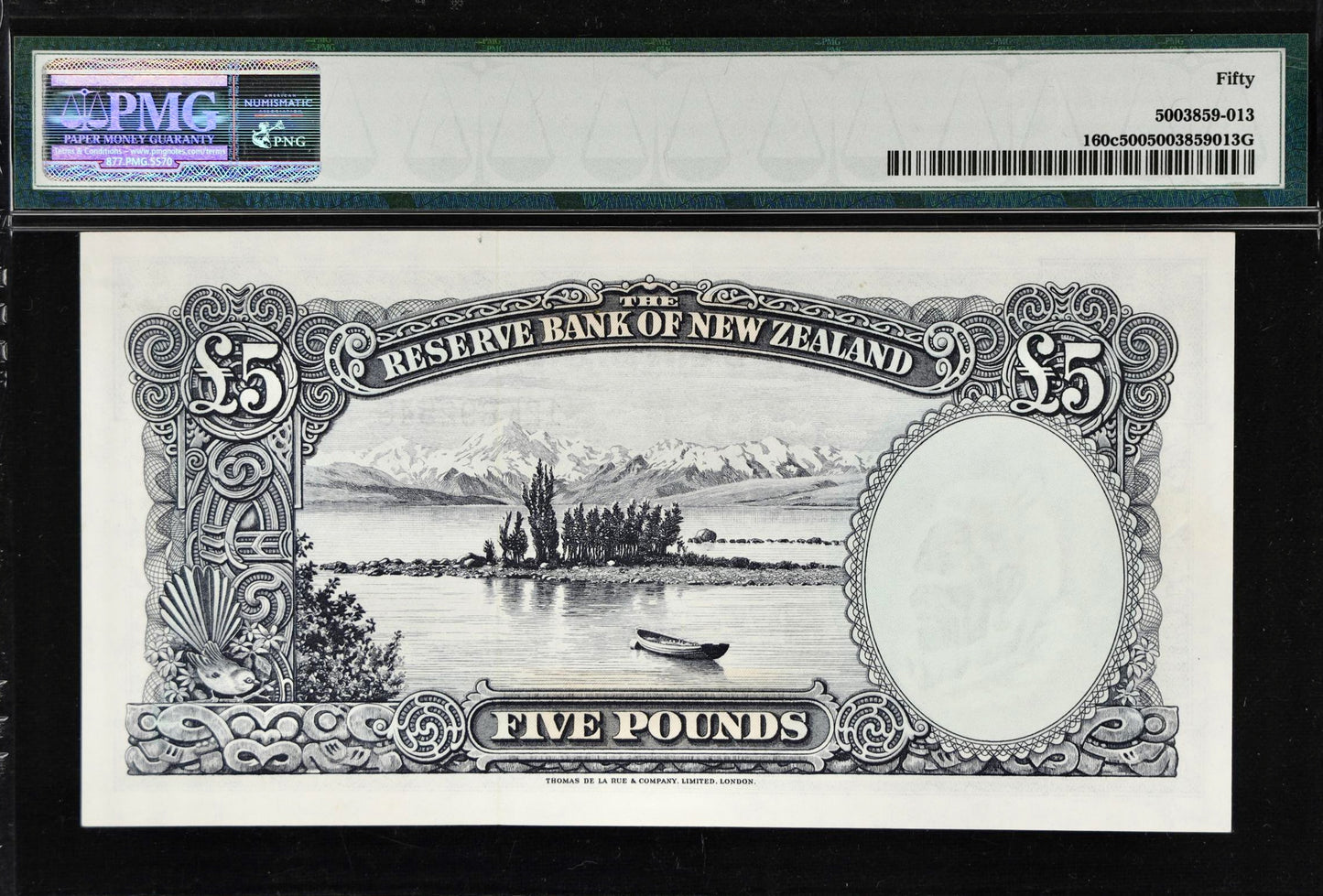 NEW ZEALAND P.160c 1956-1960 £5 AUNC 50