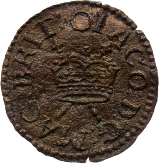 1616 - 1621 JAMES I Lennox Type 3c Farthing S.2679 BMC 62 VF