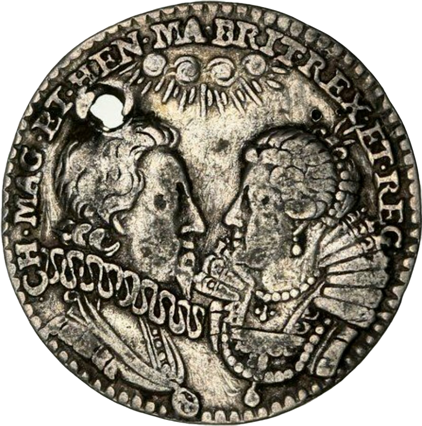 1625 Marriage of Charles I to Henrietta Maria 23mm silver medal pierced MI 238/1 E105Ab
