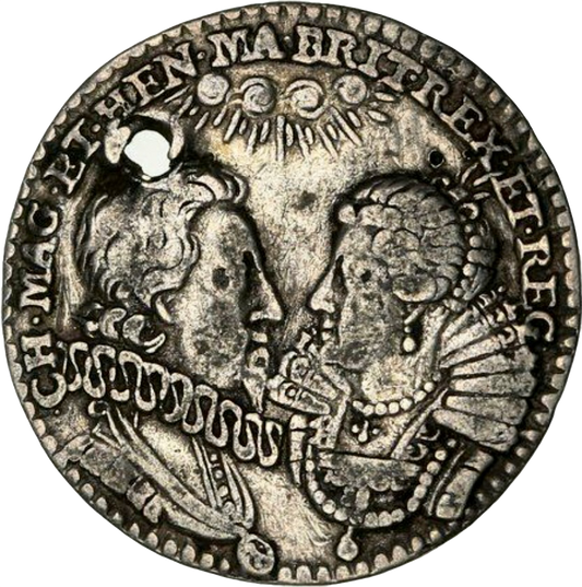 1625 Marriage of Charles I to Henrietta Maria 23mm silver medal pierced MI 238/1 E105Ab