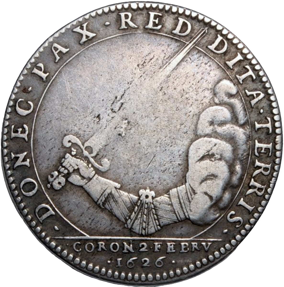 1626 Coronation of Charles I 30mm silver medal MI 243/10 E106 AVF - VF