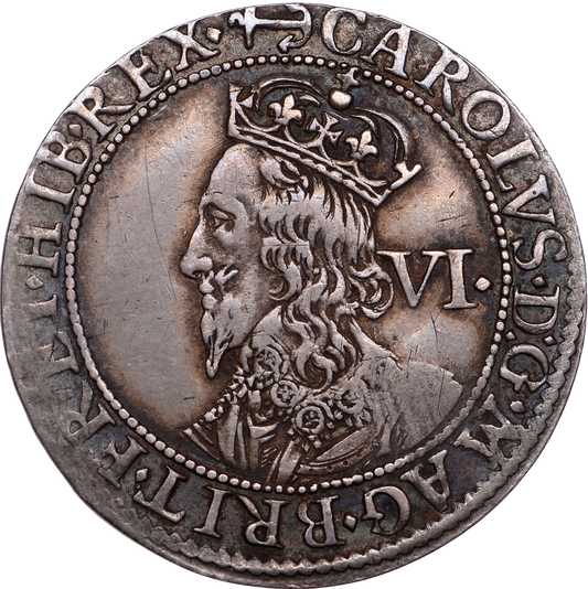 1638 - 1639 CHARLES I Sixpence Briot's second milled issue S2860 N.2306 VF