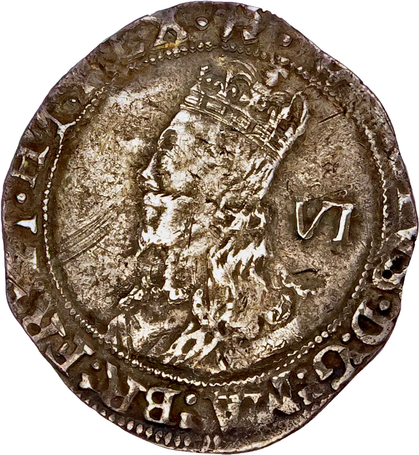 1638 - 1639 CHARLES I Sixpence Tower mint S.2814 N.2244 VF