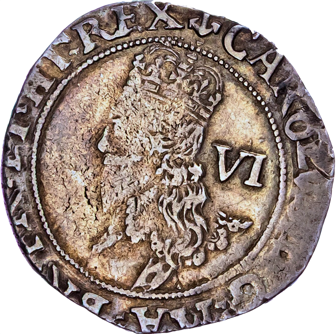 1638 - 1639 CHARLES I Sixpence Tower mint S.2814 N.2244 AVF