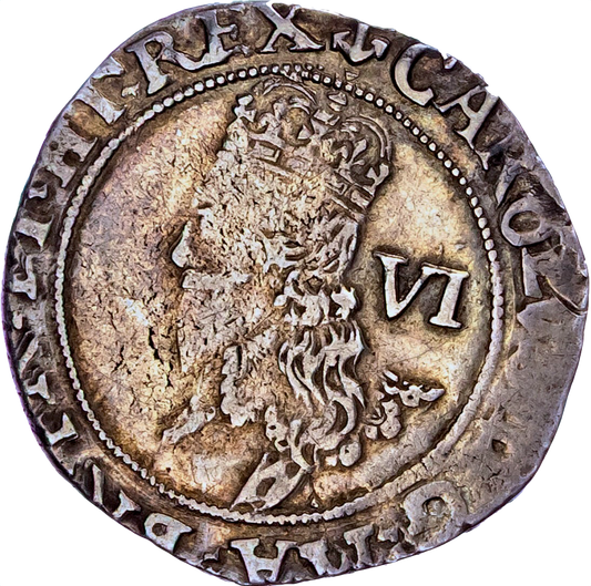 1638 - 1639 CHARLES I Sixpence Tower mint S.2814 N.2244 AVF