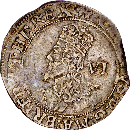 1638 - 1639 CHARLES I Sixpence Tower mint S.2816 N.2245 GVF