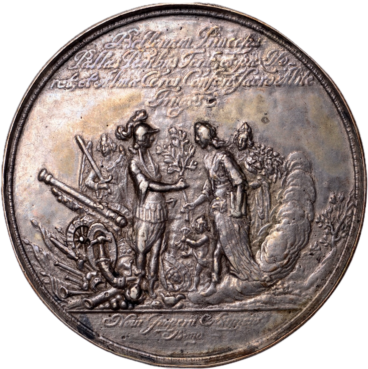 1641 Marriage of Princess Mary and William of Orange a later cast 72mm silver medal in red case E137 MI 287/100