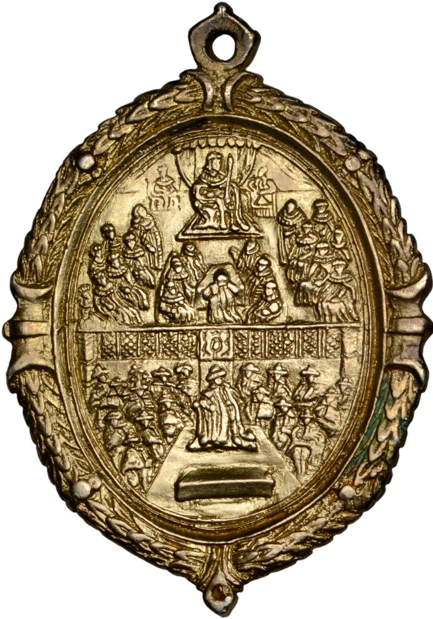 1642 Declaration of Parliament 54mm*38mm oval badge, a gilt electrotype copy cf. MI 292/108