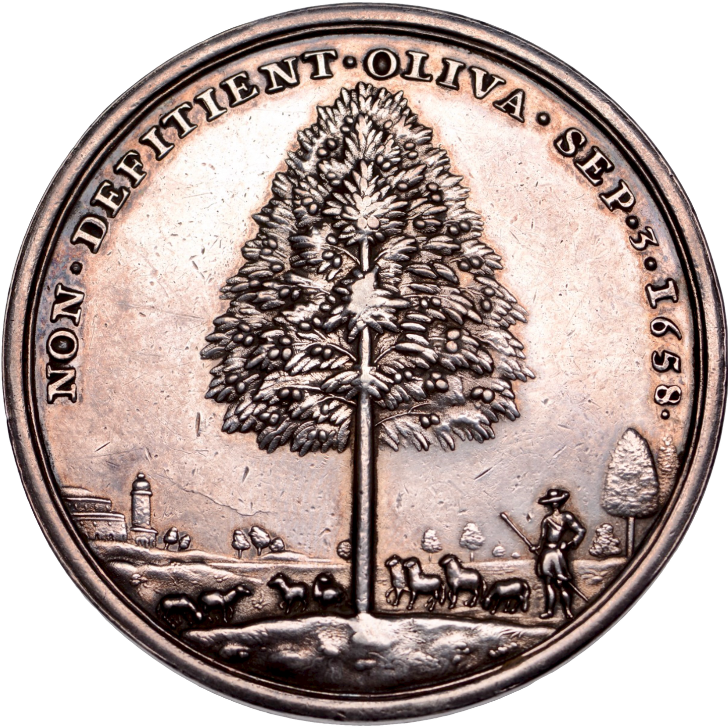 1658 Death of Cromwell 48mm struck silver medal MI 435-85 E200