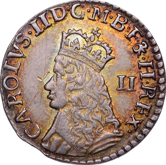 1660 - 1662 CHARLES II Halfgroat (hammered) S3318 Esc 586 NEF
