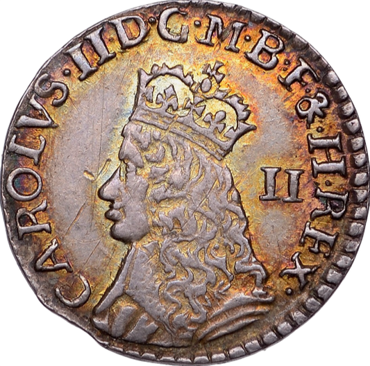 1660 - 1662 CHARLES II Halfgroat (hammered) S3318 Esc 586 NEF