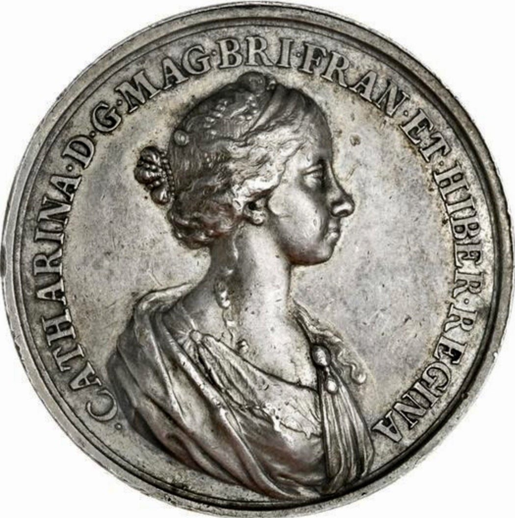 1662 Marriage of Charles II to Catherina of Braganza 43mm silver medal Mi 489/111 E224