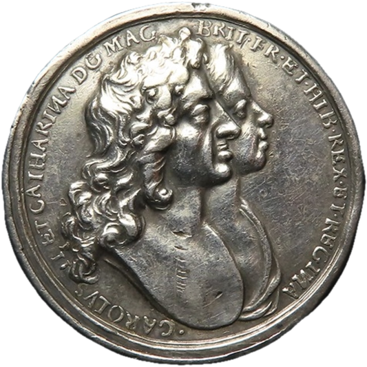 1662 Marriage of Charles II to Catherina of Braganza 27mm silver medal Mi 481/91 E226