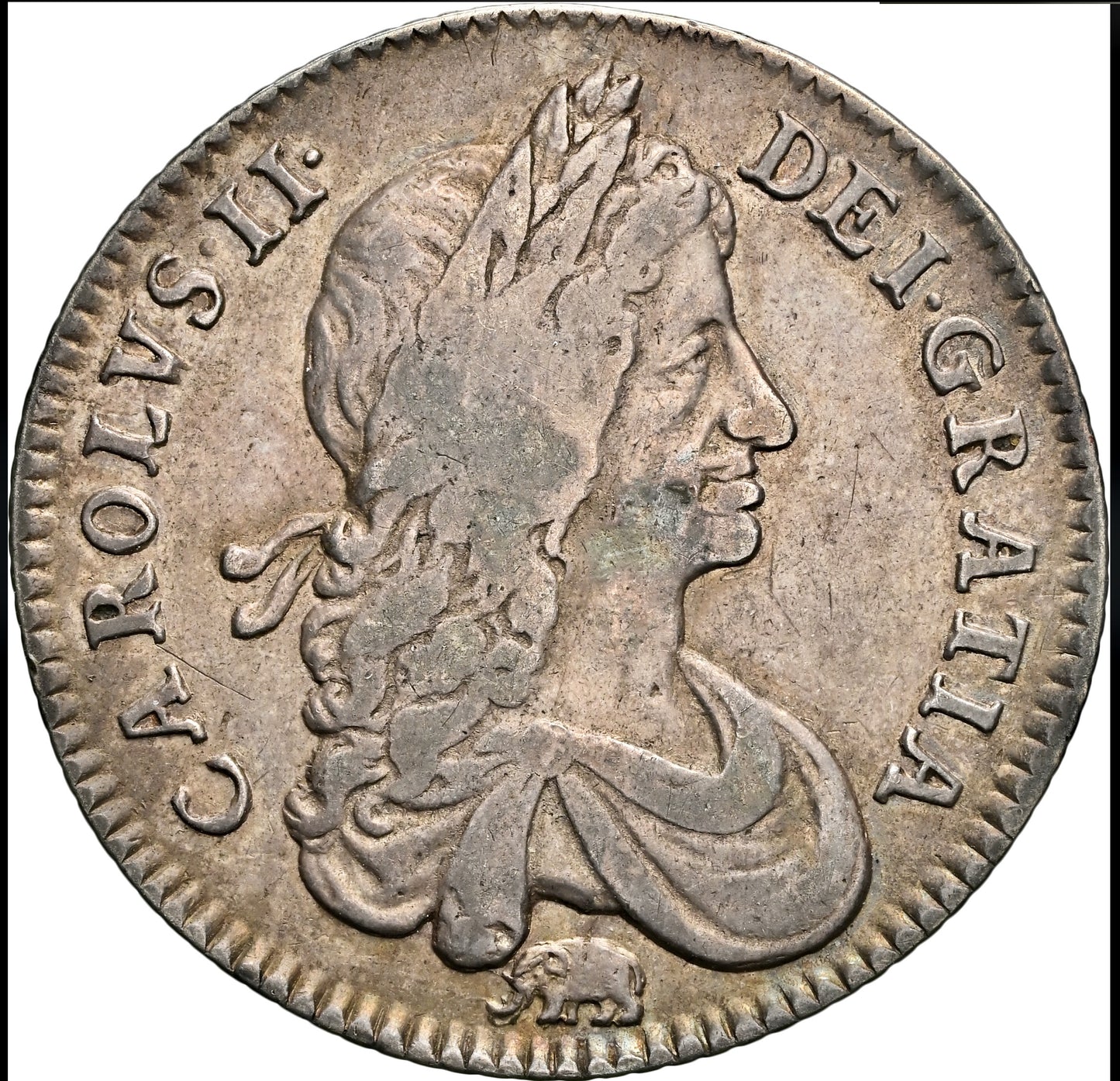 1666 Shilling S3373 ESC 507 First bust variety Elephant below Very rare  VF30