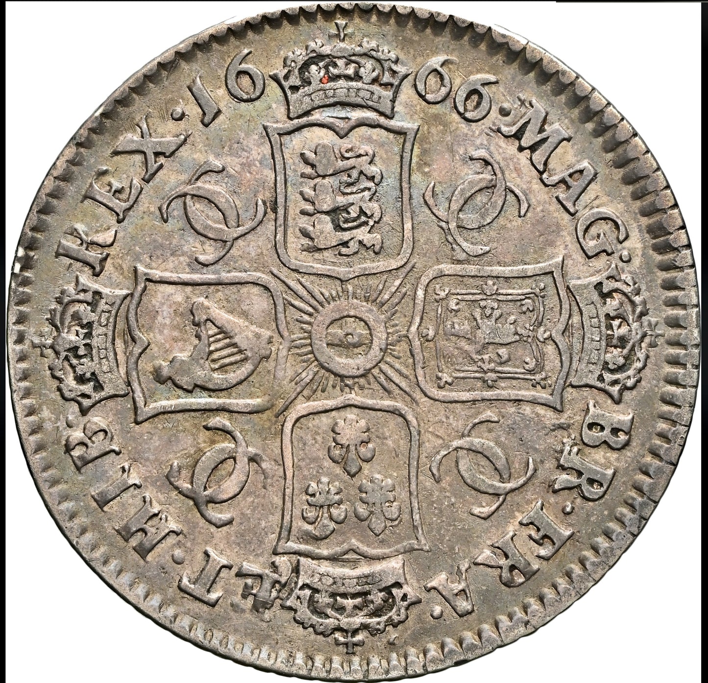 1666 Shilling S3373 ESC 507 First bust variety Elephant below Very rare  VF30