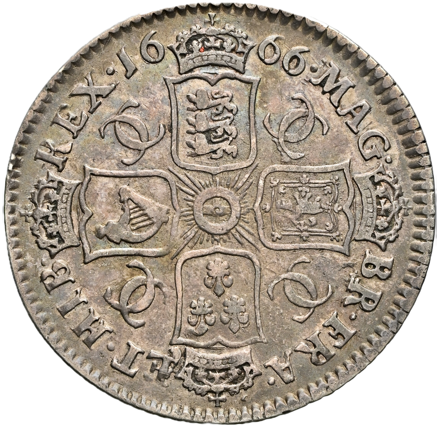 1666 Shilling S3373 ESC 507 First bust variety Elephant below Very rare  VF30