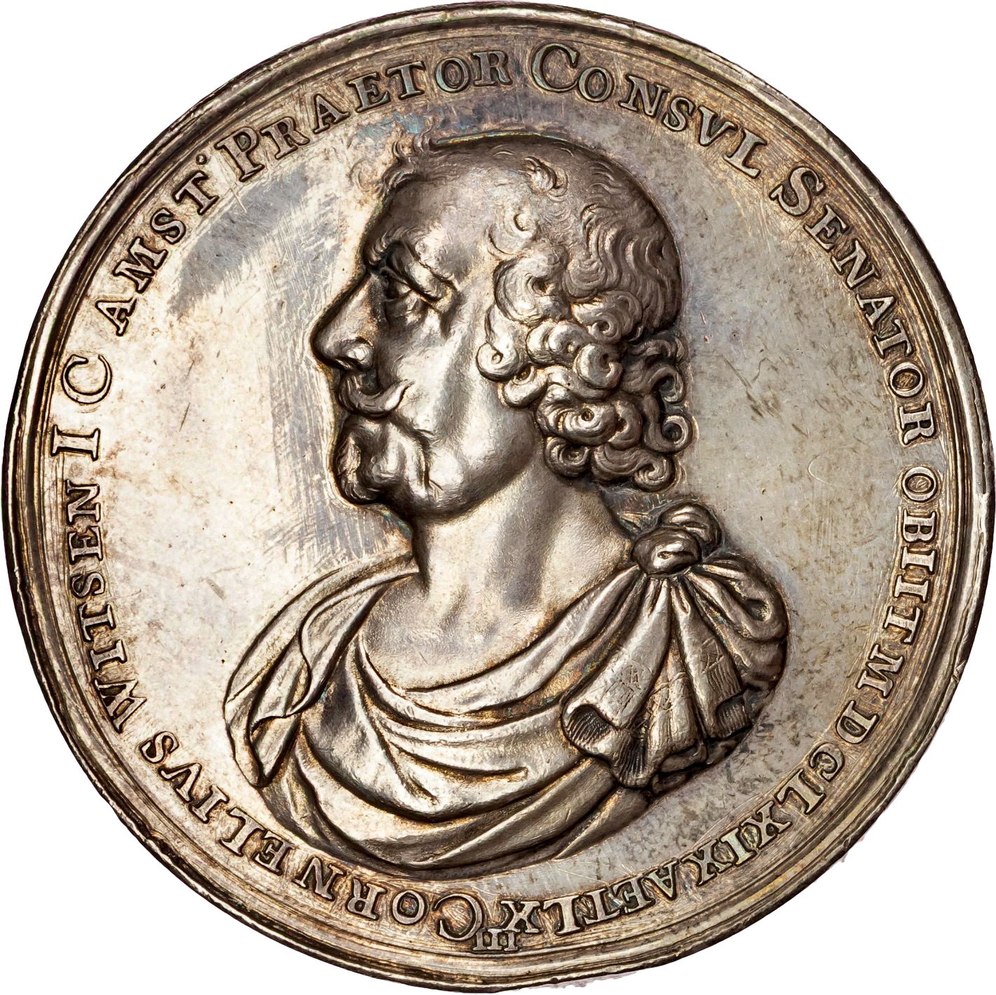 1669 NETHERLANDS Death of Cornelius Witsen Mayor of Amsterdam silver medal 59mm Van Loon. III 71/65.1.