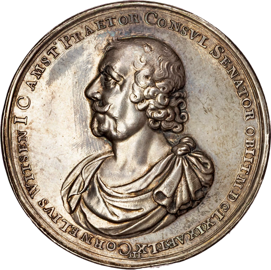 1669 NETHERLANDS Death of Cornelius Witsen Mayor of Amsterdam silver medal 59mm Van Loon. III 71/65.1.