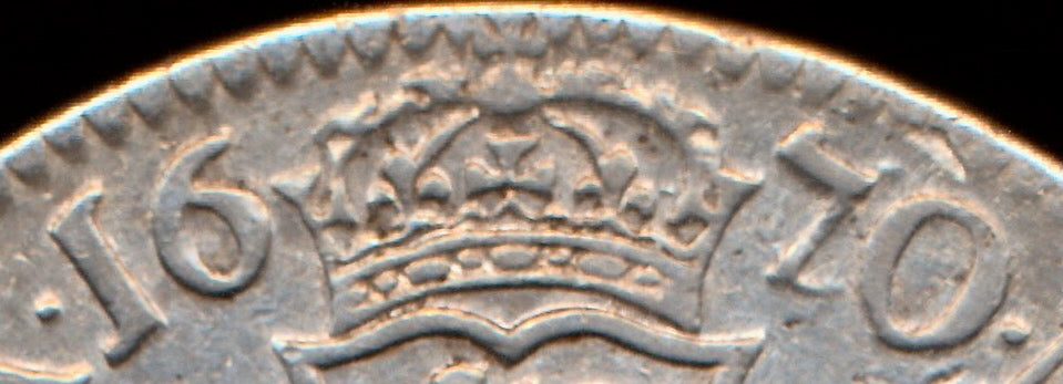 1670/69 Crown Second bust variety S3357 ESC 381 Very rare (R2) GF/AVF