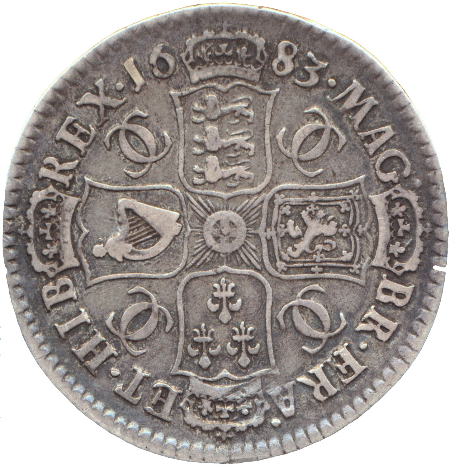 1683 Halfcrown S3367 ESC 497 Scarce F/GF