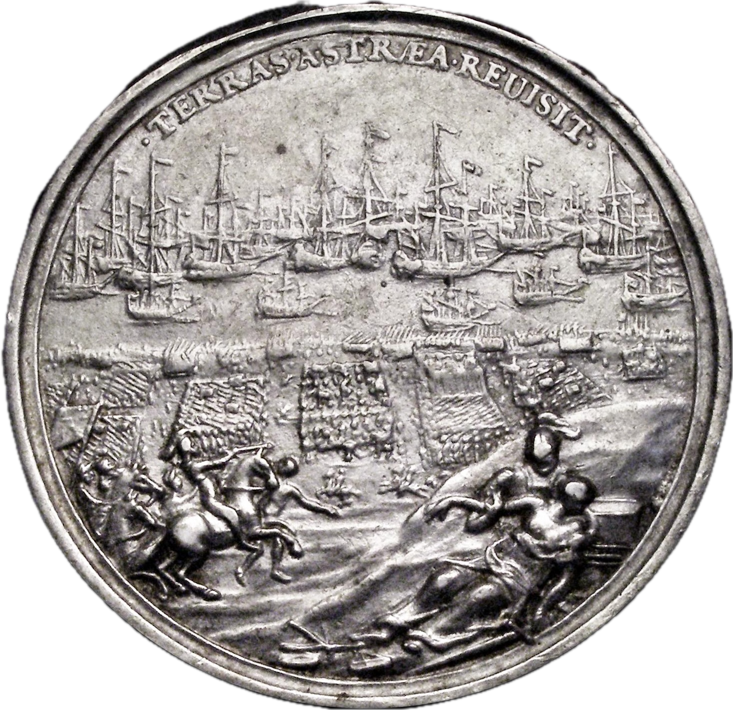 1688 Landing of William of Orange at Torbay 48mm silver medal MI 639/64 E297Bb GVF