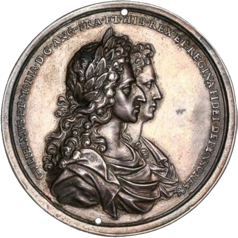 1689 William and Mary, Restorers of the Church 50mm silver medal MI 658/18 E307b