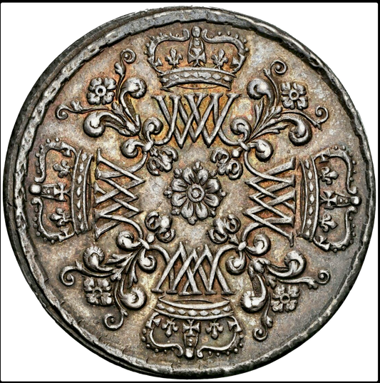 1689 Coronation silver medal Mi 696/96 AU55 TOP POP