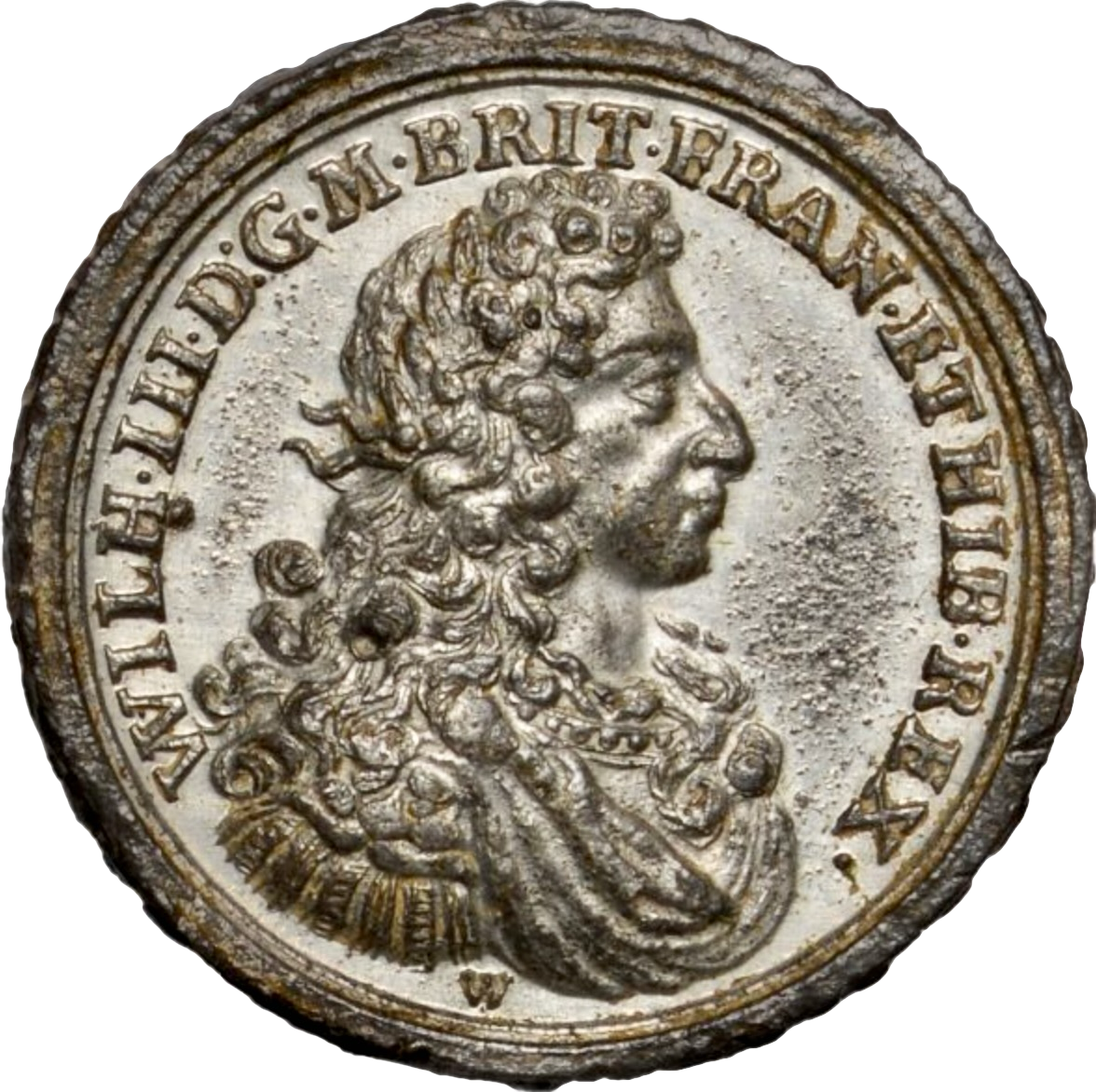 1697 William III and Louis XIV Peaceof Ryswick 21.5mm pewter medal MI 173/459 Very rare