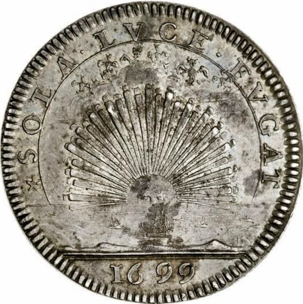 1699 Legitimacy of Jacobite Succession, Prince James 27mm silver medal MI 204/519 E381