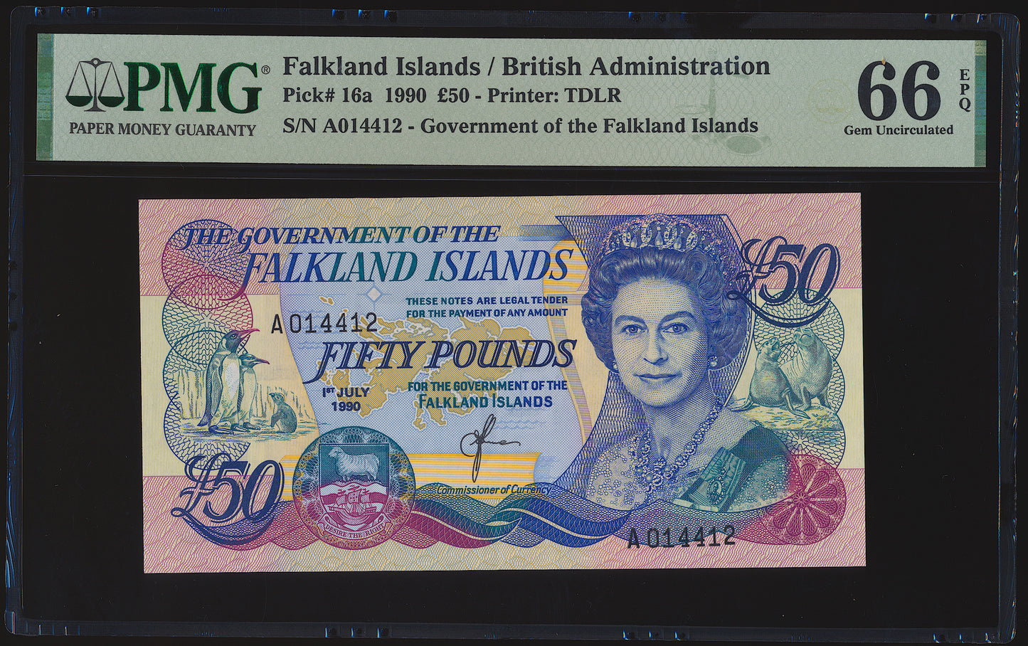 FALKLAND ISLANDS P.16 1990 £50 UNC