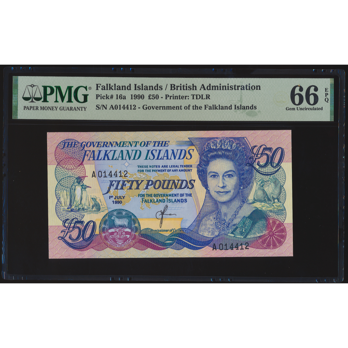 FALKLAND ISLANDS P.16 1990 £50 UNC