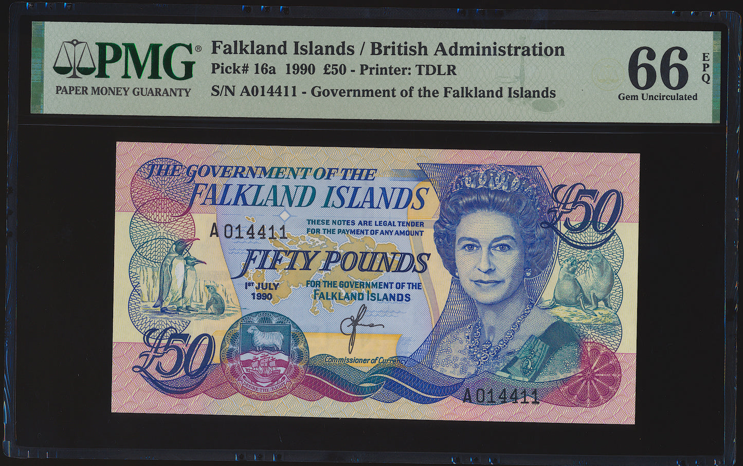 FALKLAND ISLANDS P.16 1990 £50 UNC