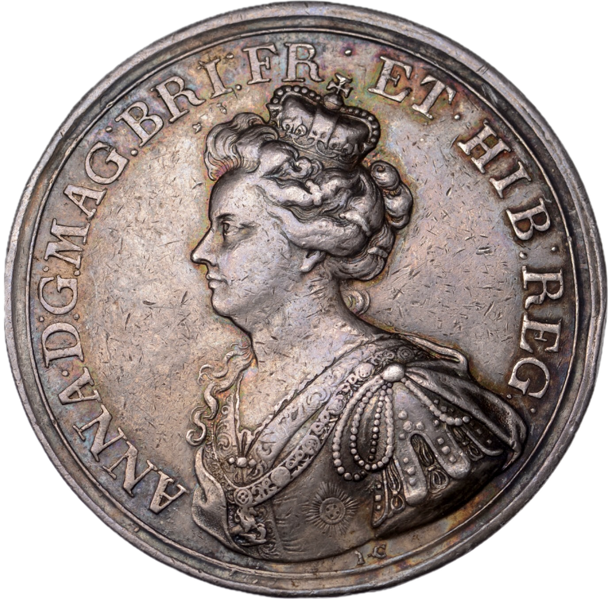 1707 Union of England and Scotland 47mm copper medal MI 295/107 E424a