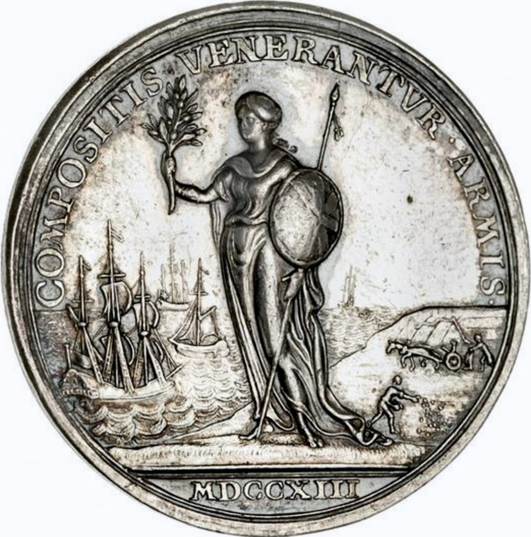 1713 Peace of Utrecht 35mm silver medal by Croker MI 400/257 E460