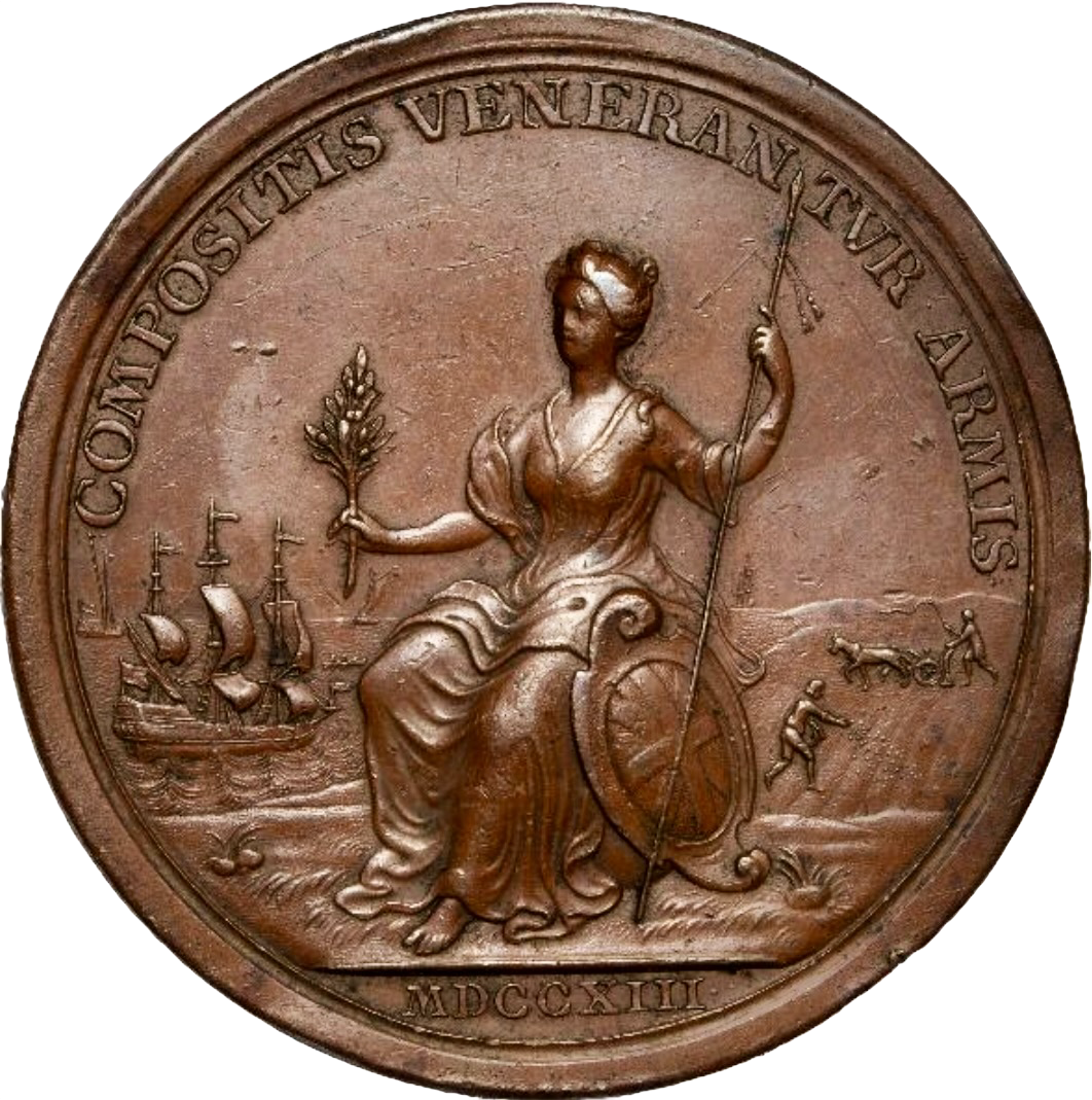 1713 Peace of Utrecht 58mm bronze medal by Croker MI 399/256 E458