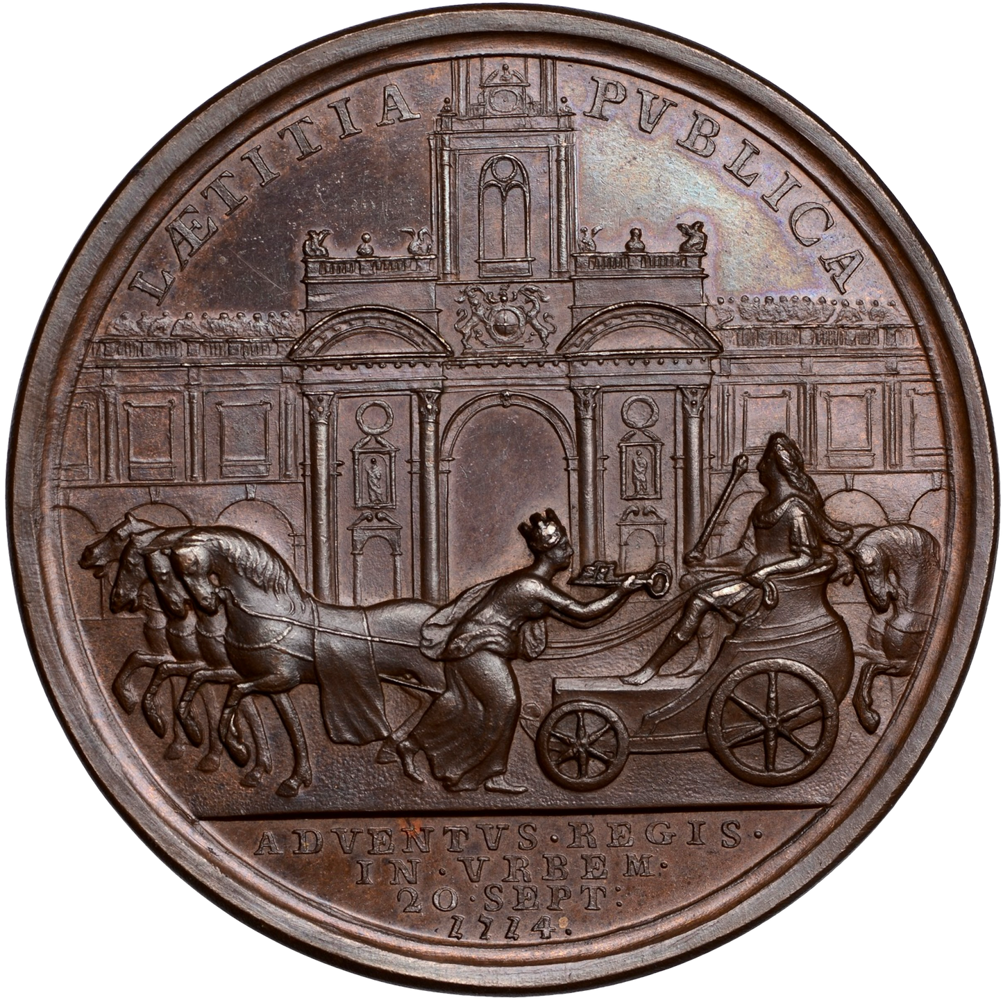 1714 George I, Entry into London 47mm copper medal MI 423/7 E467