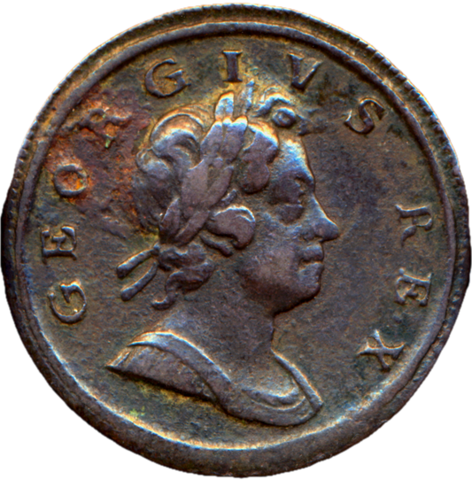 1718 Halfpenny Obverse no stops S3659 BMC 775 GVF Very rare