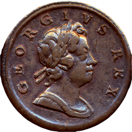 1718 Halfpenny Obverse no stops S3659 BMC 775 GVF Very rare