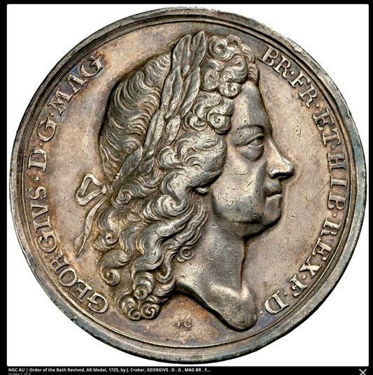 1725 Order of the Bath Revived 47mm silver medal by J Croker MI 463/75 E501 NGC AU