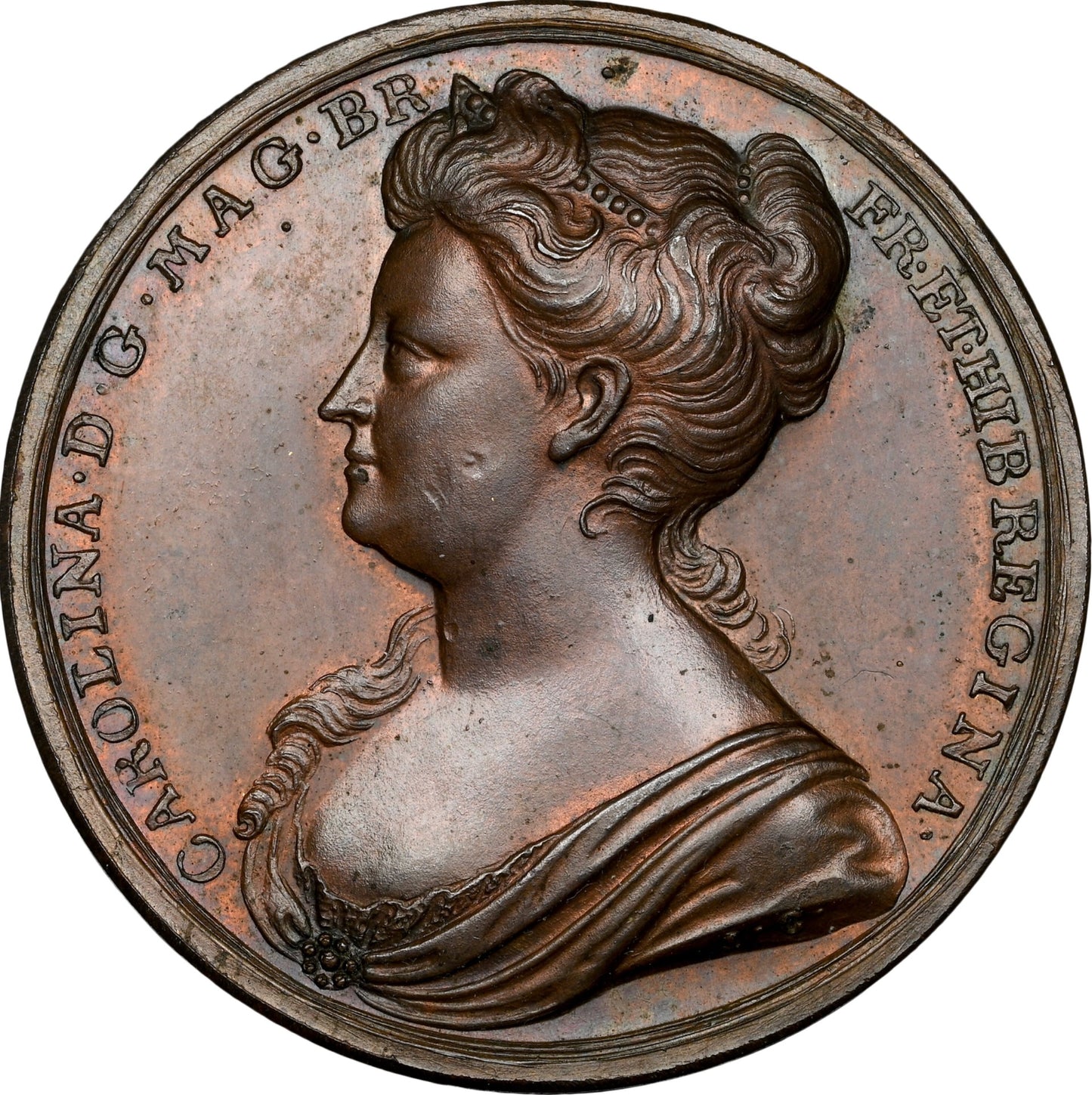 1727 Coronation of Caroline bronze medal E512 MI480/8 MS62BN